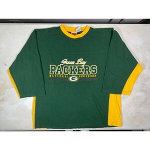 Vintage Green Bay Packers National Conference 3/4 Sleeve T Shirt XL NFL Football